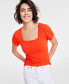 ფოტო #1 პროდუქტის Women's Knit Square-Neck Top, Created for Macy's