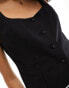 ASOS DESIGN scoop neck waistcoat with linen in black