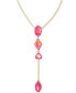 Фото #1 товара 14k Gold-Plated Color-Framed Stone 21" Adjustable Lariat Necklace