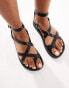 Bershka strappy flat sandals in black