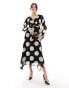 Фото #2 товара New Look long sleeve chiffon midi dress in polka dot