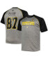 Фото #1 товара Men's Sidney Crosby Heather Gray, Black Pittsburgh Penguins Big and Tall Contrast Raglan Name and Number T-shirt