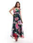 Фото #1 товара Hope & Ivy tie shoulder maxi dress in dark base floral