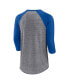 Men's Heathered Gray, Royal Chicago Cubs Iconic Above Heat Speckled Raglan Henley 3/4 Sleeve T-shirt