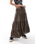 Фото #4 товара Bershka tiered maxi skirt in chocolate