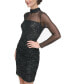 Women's Illusion-Sleeve Sequin Bodycon Dress