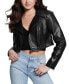 Women's Rochelle Cropped Faux-Leather Moto Jacket M - фото #1