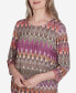 Petite Wine Country Chevron Textured Crew Neck Top