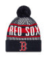 ფოტო #2 პროდუქტის Men's Navy Boston Red Sox Striped Cuffed Knit Hat with Pom