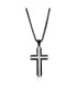 Фото #1 товара Stainless Steel Sand Blasted Single CZ Cross Black Plated Necklace