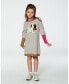 Big Girls Long Sleeve Knit Dress With Pug Beige Mix