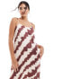 New Look satin midi slip dress in brown stripe