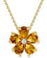 ფოტო #1 პროდუქტის Citrine (3-1/4 ct. t.w.) & Diamond Accent Flower 18" Pendant Necklace in 14k Gold-Plated Sterling Silver