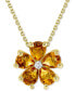 Citrine (3-1/4 ct. t.w.) & Diamond Accent Flower 18" Pendant Necklace in 14k Gold-Plated Sterling Silver