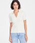 Фото #1 товара Women's Johnny Collar Short-Sleeve Pullover, Created for Macy's