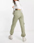 Фото #3 товара Miss Selfridge cargo pant with elasticated hem in khaki