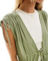 Фото #2 товара Vila longline tie front top in green