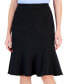 ფოტო #3 პროდუქტის Women's Side-Zip Scuba-Crepe Flounce-Hem Skirt