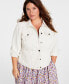 Фото #8 товара Trendy Plus Size Classic Denim Trucker Jacket, Created for Macy's