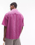 Фото #4 товара Topman short sleeve broderie holiday shirt in washed pink