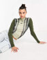 Фото #1 товара Basic Pleasure Mode blurred stripe long sleeve mesh top in green