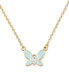 ფოტო #1 პროდუქტის Gold-Tone Cubic Zirconia & Colored Butterfly Pendant Necklace, 16" + 3" extender
