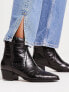 Glamorous Wide Fit western ankle boots in black croc