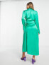 Фото #2 товара Pretty Lavish tie waist shirt midaxi dress in emerald