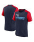 Фото #1 товара Men's Heathered Navy, Heathered Red Tennessee Titans Color Block Team Name T-shirt