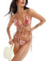 Фото #1 товара Candypants zebra triangle bikini top in red and cream