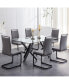 Modern Glass Dining Table for 6-8, Black Metal Legs