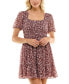 ფოტო #1 პროდუქტის Juniors' Printed Puff-Sleeve A-Line Dress