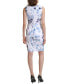 Petite Floral-Print Pleated Sheath Dress