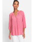 ფოტო #2 პროდუქტის 100% Viscose 3/4 Sleeve Modern Eyelet Tunic Blouse