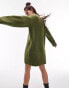 Фото #2 товара Topshop knitted crew neck mini jumper dress in khaki