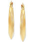 Фото #3 товара Small Ridge Texture Hoop Earrings in 14k Gold
