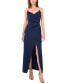 Women's Embellished-Strap V-Neck Slit Gown