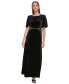 Women's Velvet Triangle-Point Balloon-Sleeve Gown