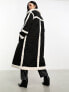 Фото #3 товара Object borg panelled suedette maxi coat in black