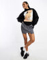 Фото #4 товара ASOS DESIGN tres chic graphic oversized hoodie in black