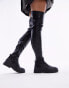 Topshop – Wide Fit – Martha – Elastische Overknee-Stiefel in Schwarz