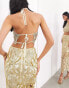 Фото #3 товара ASOS EDITION nouveau floral cut work embellished halter top co-ord in gold