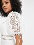 Фото #3 товара ASOS DESIGN lace mini tea dress with tie sleeve detail in white