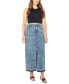 ფოტო #1 პროდუქტის Juniors' Raw-Hem Denim Maxi Skirt