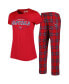 Women's Red, Navy Washington Capitals Badge T-shirt and Pants Sleep Set