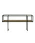Iron Console Table with Glass Top and Wooden Shelf