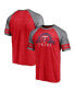 Фото #1 товара Men's Heather Red Minnesota Twins Utility Two-Stripe Raglan Tri-Blend T-shirt