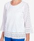 Фото #7 товара Women's Tradewinds Eyelet Trim with Necklace Flutter Sleeve Top