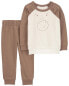 Фото #2 товара Baby 2-Piece Fuzzy Moose Pullover & Fleece Pant Set 9M