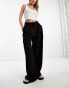 ASOS DESIGN casual wide leg trouser in black